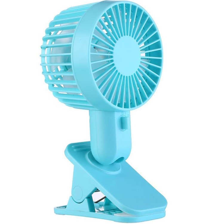 Clip Base USB Double Turn Leaves Fan Desk Table Fan with Adjustable Speed - Blue-1