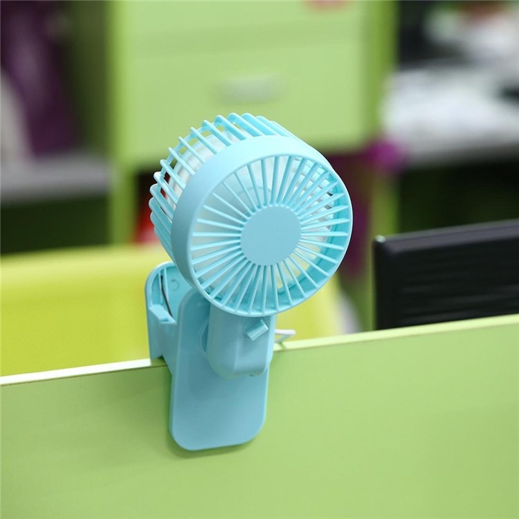 Clip Base USB Double Turn Leaves Fan Desk Table Fan with Adjustable Speed - Blue-3