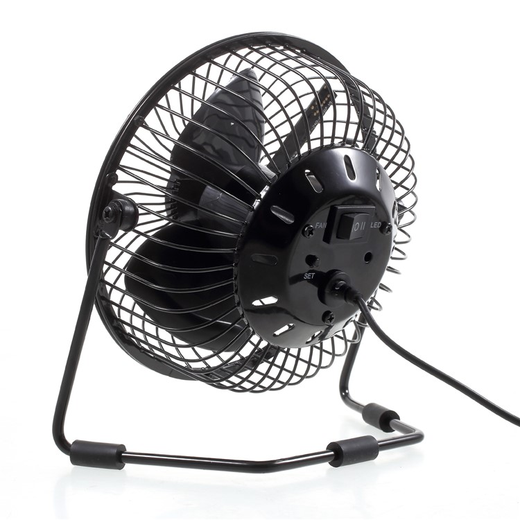 3-in-1 Desktop Temperature Time Humidity Clock LED Display Metal Fan Mini USB Rechargeable Table Fan-3