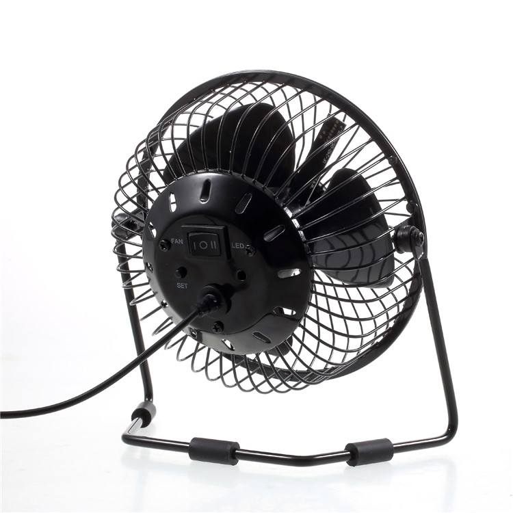 3-in-1 Desktop Temperature Time Humidity Clock LED Display Metal Fan Mini USB Rechargeable Table Fan-5