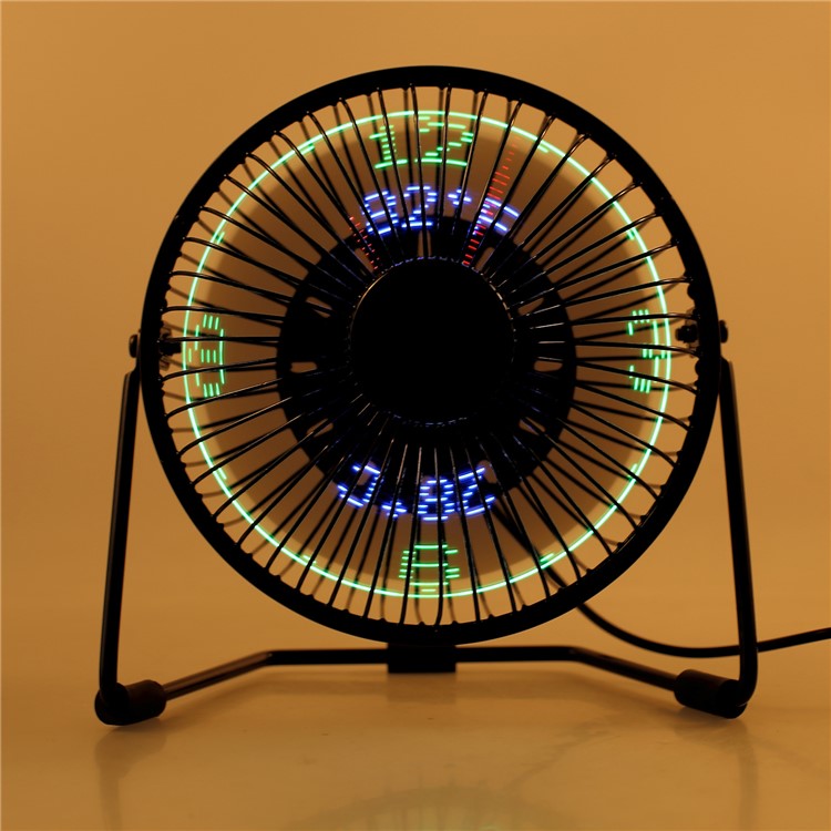 3-in-1 Desktop Temperature Time Humidity Clock LED Display Metal Fan Mini USB Rechargeable Table Fan-7