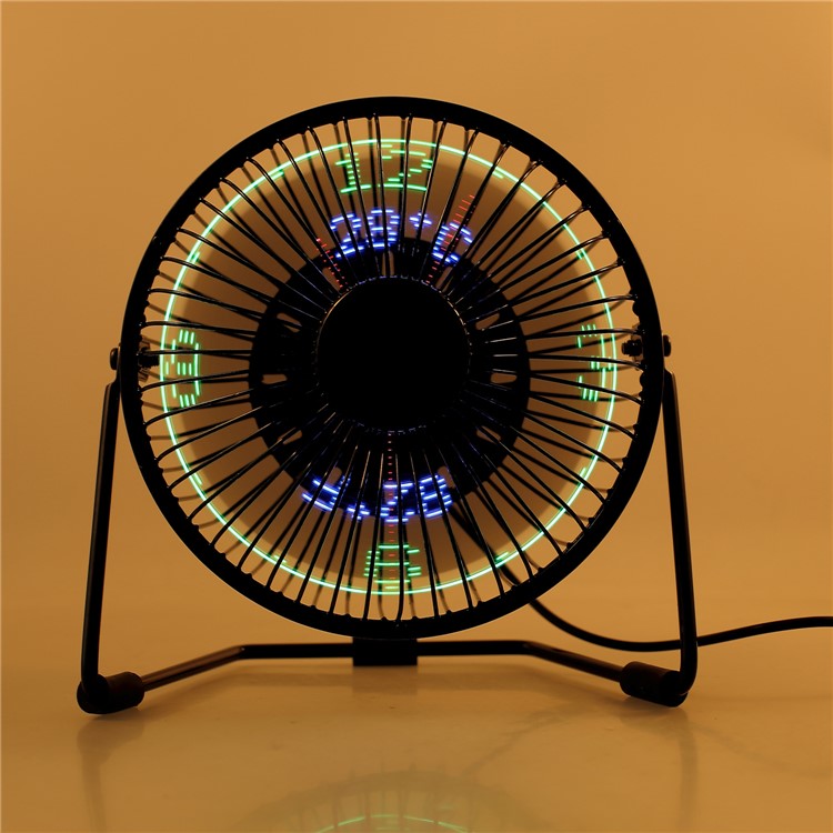 3-in-1 Desktop Temperature Time Humidity Clock LED Display Metal Fan Mini USB Rechargeable Table Fan-8