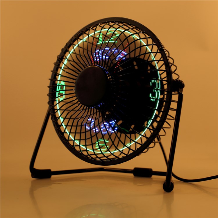 3-in-1 Desktop Temperature Time Humidity Clock LED Display Metal Fan Mini USB Rechargeable Table Fan-9