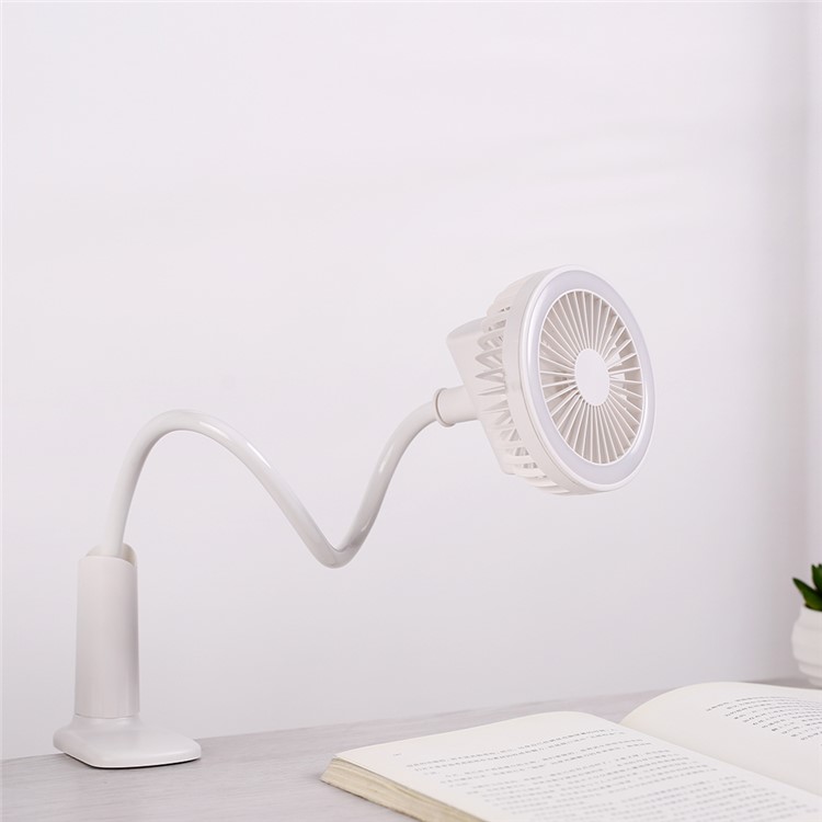 Showerhead Design Mini Goose-neck USB Cooling Fan with LED Lamp - White-1