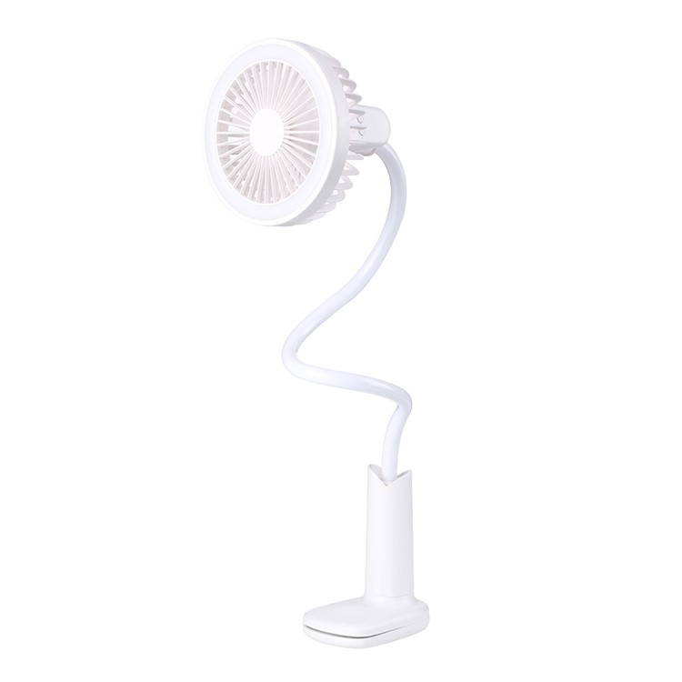 Showerhead Design Mini Goose-neck USB Cooling Fan with LED Lamp - White-3