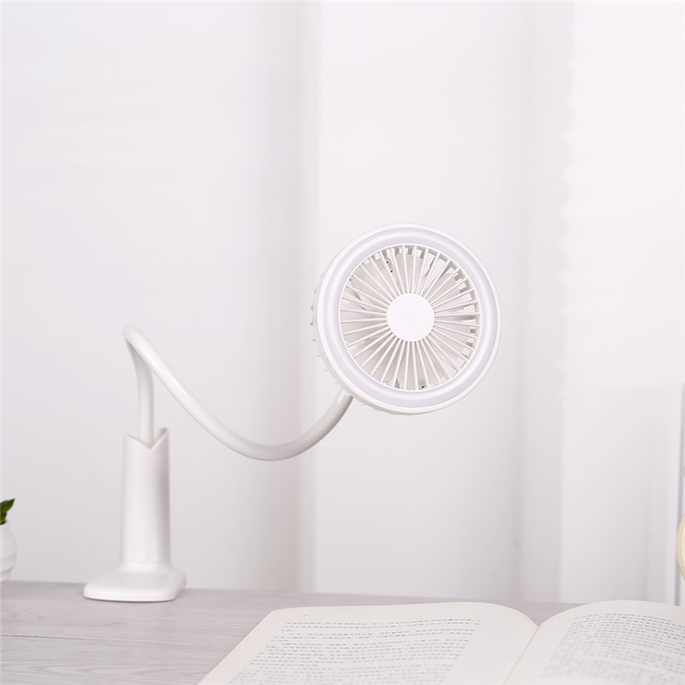 Showerhead Design Mini Goose-neck USB Cooling Fan with LED Lamp - White-4