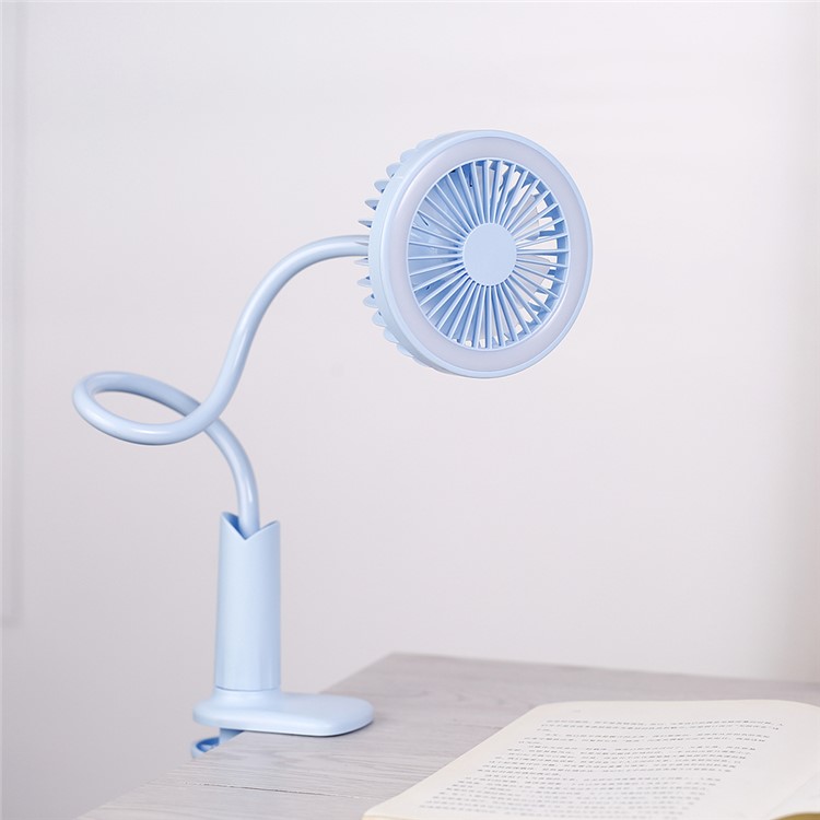 Showerhead Design Lightweight Goose-neck USB Cooling Fan with LED Lamp - Blue-1