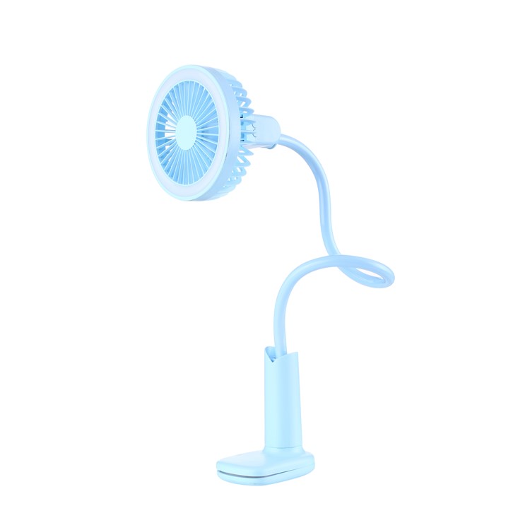 Showerhead Design Lightweight Goose-neck USB Cooling Fan with LED Lamp - Blue-5