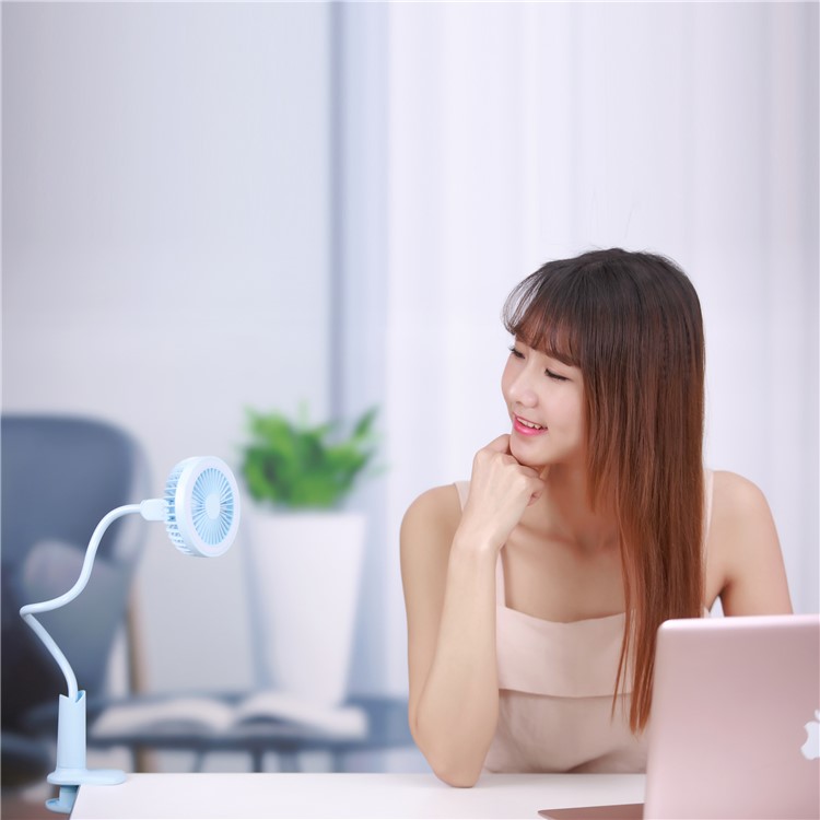 Showerhead Design Lightweight Goose-neck USB Cooling Fan with LED Lamp - Blue-8