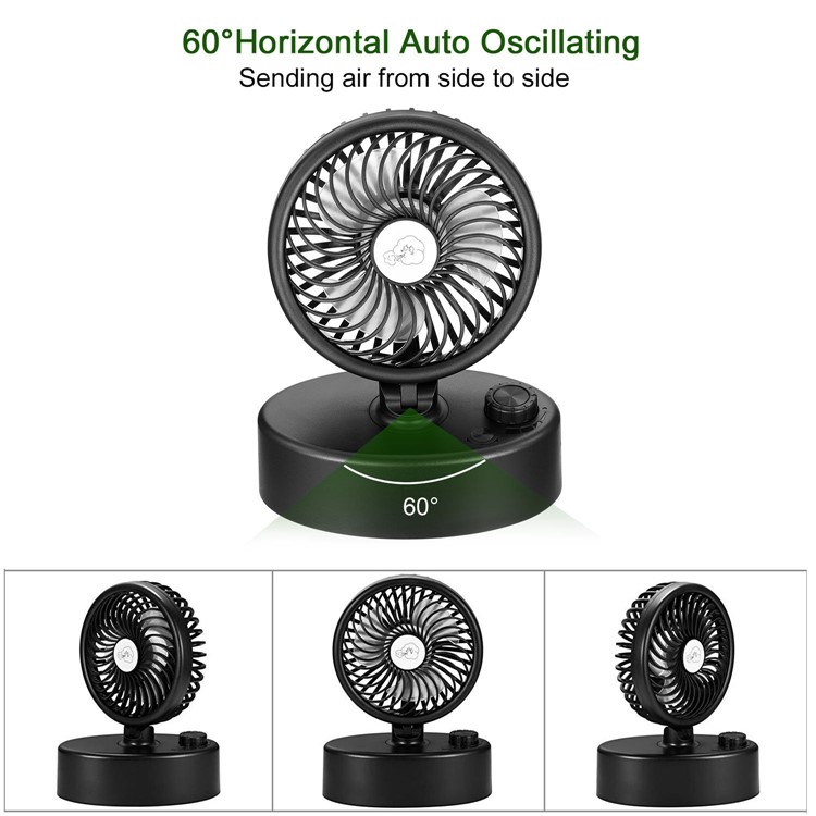 R-19 Rechargeable Battery Powered Fan Mini Personal Cooling Fan 60 Degree Oscillation-2