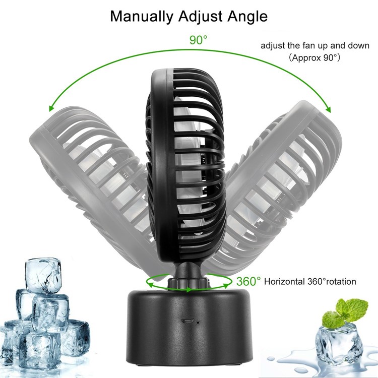 R-19 Rechargeable Battery Powered Fan Mini Personal Cooling Fan 60 Degree Oscillation-3