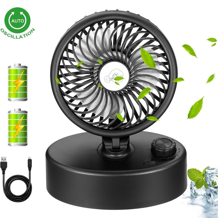 R-19 Rechargeable Battery Powered Fan Mini Personal Cooling Fan 60 Degree Oscillation-7