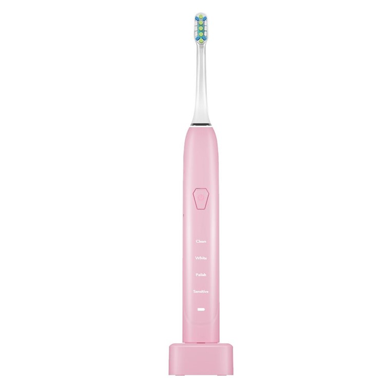 IPX7 Waterproof Low Power Consumption Smart Electric Toothbrush with Charging Base - Pink-1