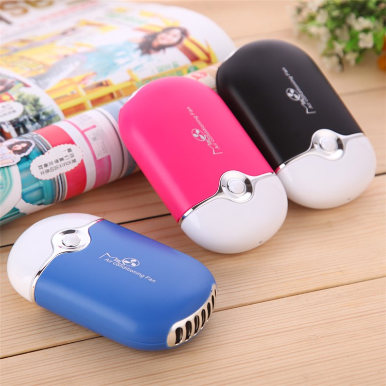 USB Rechargeable Mini Bladeless Air Conditioning Fan with Stand Smile-22 Series - Blue-5