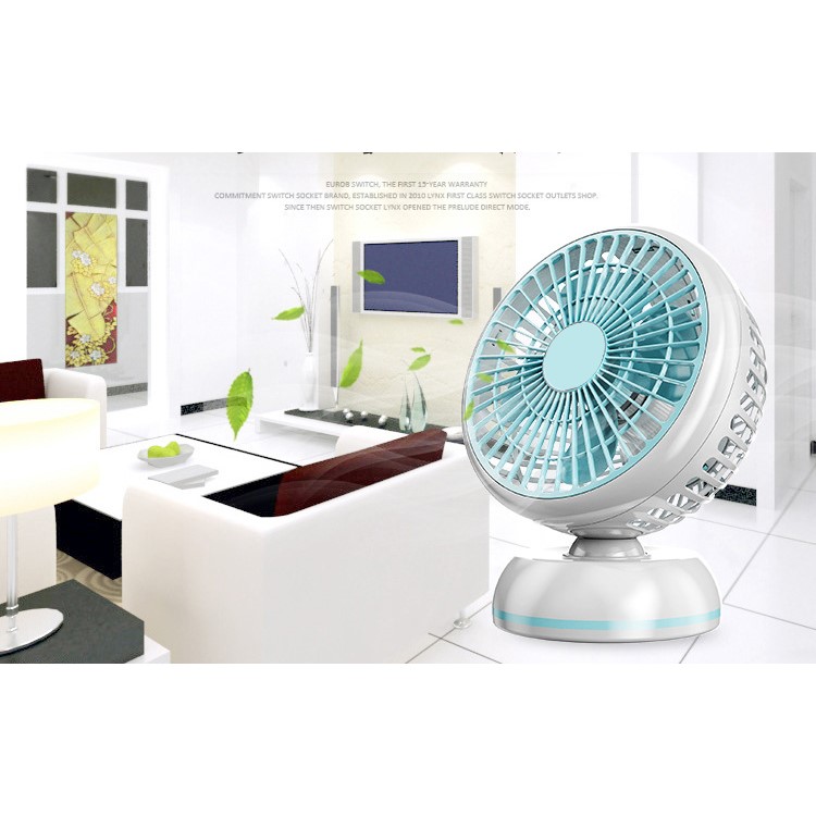 7 Inch 360° Horizontal Rotation Small Quiet Table Personal Fan with 1.1m Retractable USB Cable - Black-4