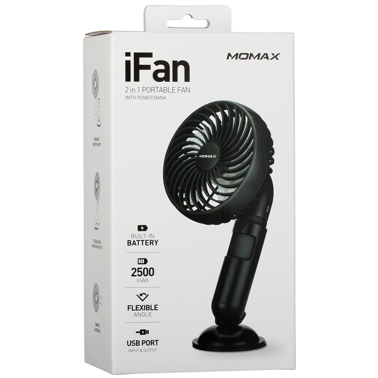 MOMAX iFan Detachable Power Bank Handheld Mini Fan - Black-16