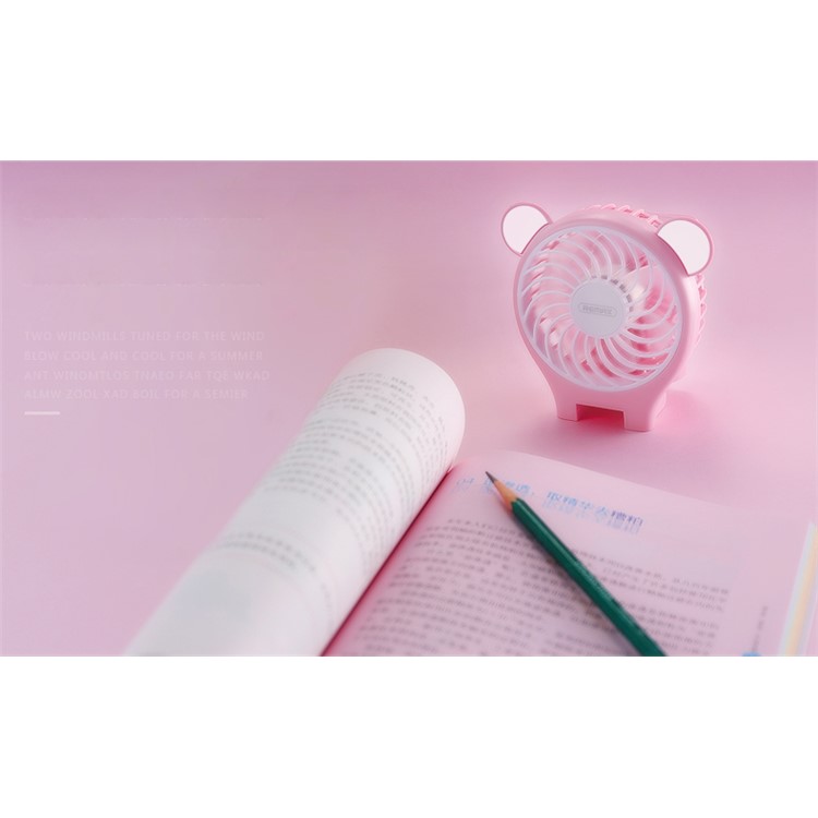 REMAX F17 Portable Handheld Cooling Fan USB Rechargeable with Mirror - Pink-2
