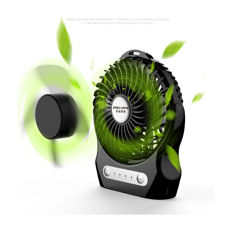 S01 Portable Mini USB Rechargeable Cooling Fan with Night Light - Black-1
