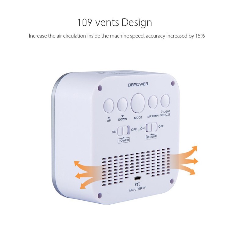 Square Pattern Light-control LCD Display Temperature Alarm Clock - White-7