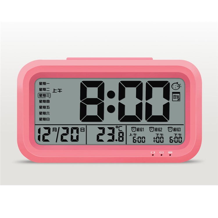 Digital Alarm Clock Support Time Date Temperature Display with Night Light - Pink-1