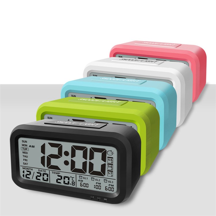 Digital Alarm Clock Support Time Date Temperature Display with Night Light - Pink-3