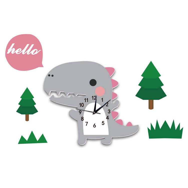 Cartoon Wall Clock 3D Creative Decoration Art Clock DIY Wall Clock Sticker - Dinosaur-1