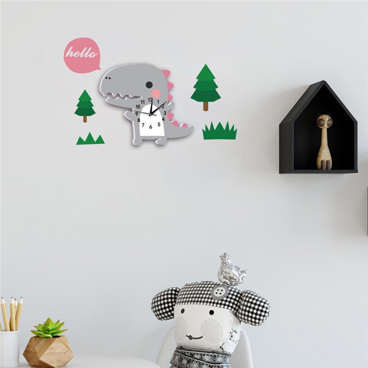 Cartoon Wall Clock 3D Creative Decoration Art Clock DIY Wall Clock Sticker - Dinosaur-5