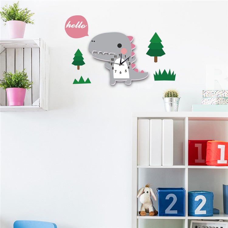Cartoon Wall Clock 3D Creative Decoration Art Clock DIY Wall Clock Sticker - Dinosaur-6