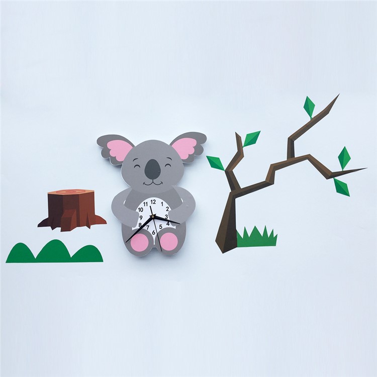 Cartoon Wall Clock 3D Decoration Art Clock DIY Wall Clock Sticker - Koala-1
