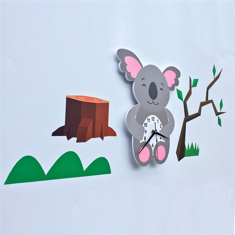Cartoon Wall Clock 3D Decoration Art Clock DIY Wall Clock Sticker - Koala-5