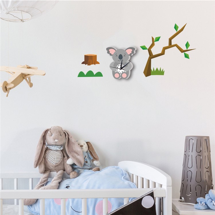Cartoon Wall Clock 3D Decoration Art Clock DIY Wall Clock Sticker - Koala-7