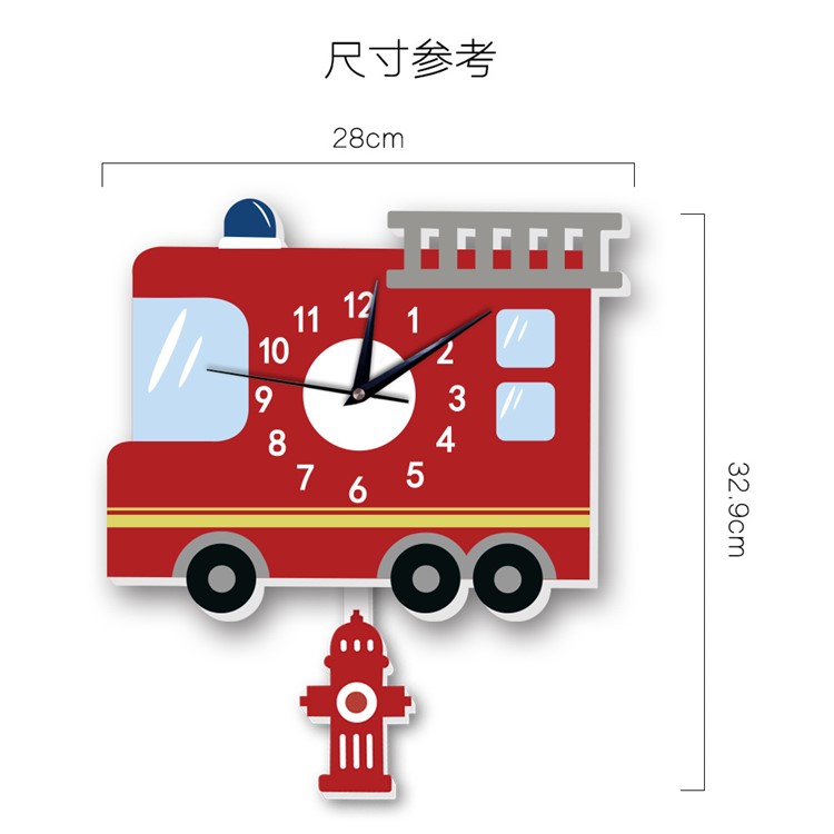 American Fire Engine Pattern Wall Clock 3D Creative Decoration Art Clock DIY Wall Clock Sticker-8