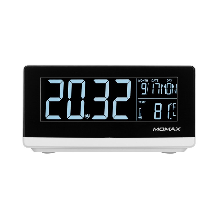 MOMAX Q. Uhr Wecker Uhrzeit Datum, Temperaturanzeige Mit Wireless-Ladekissen Für Schlafzimmer Büro Zu Hause - US-Stecker-2