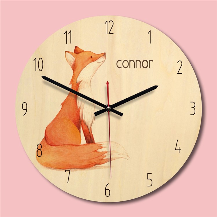 Horloge Murale En Bois Créative, Horloge Murale En Bois Silencieuse - Renard-1