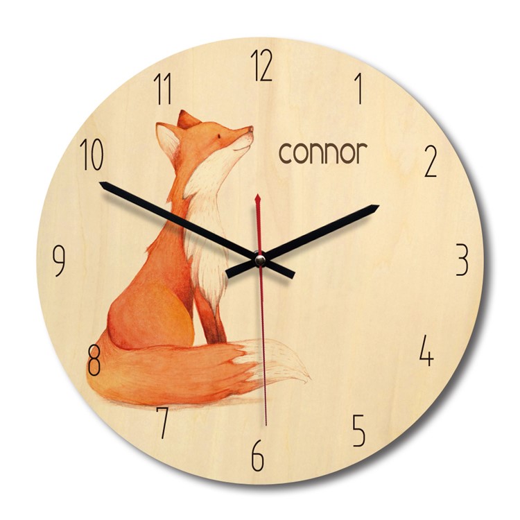 Horloge Murale En Bois Créative, Horloge Murale En Bois Silencieuse - Renard-2