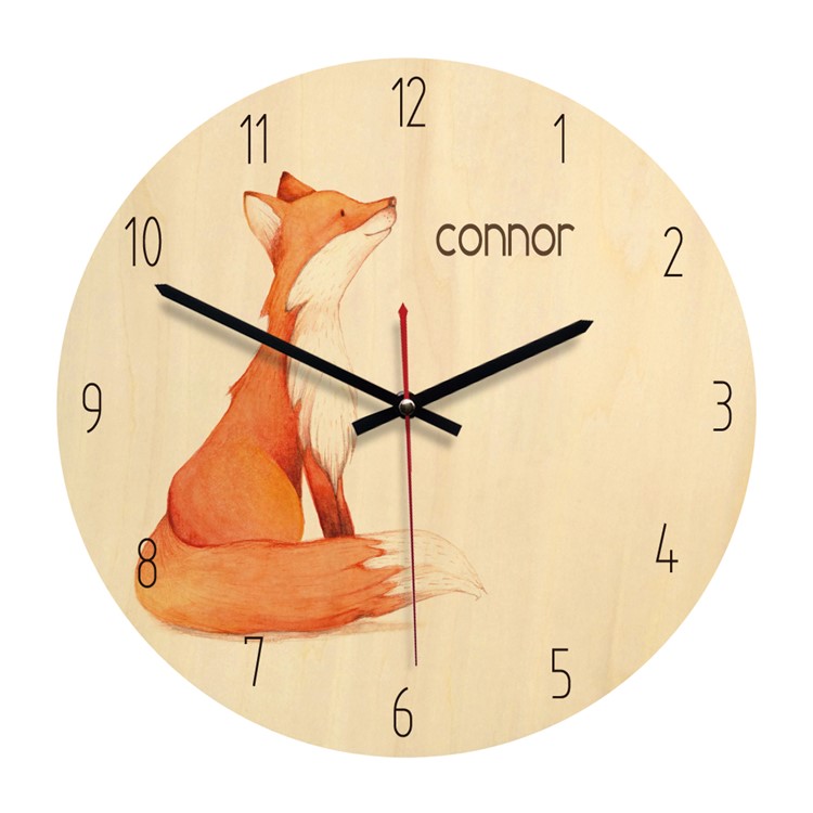 Horloge Murale En Bois Créative, Horloge Murale En Bois Silencieuse - Renard-3