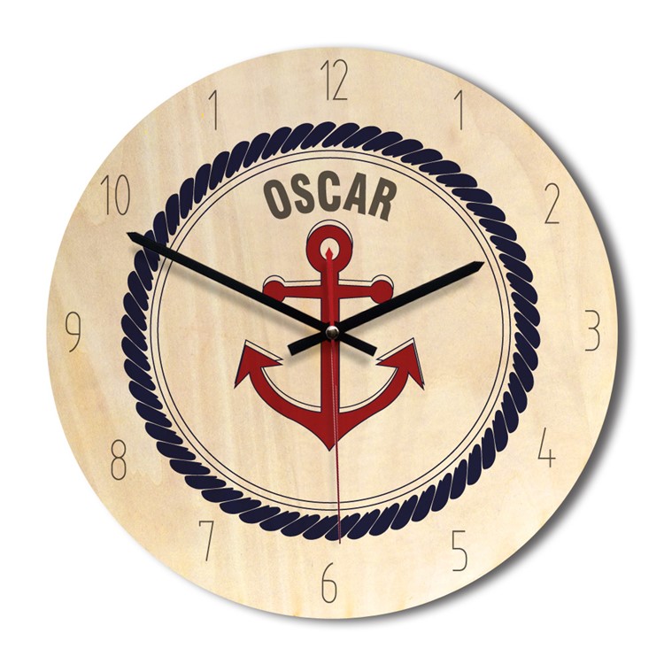 Purchased Retro Style Solid Wood Wall Clock Creative Home Decor Anchor