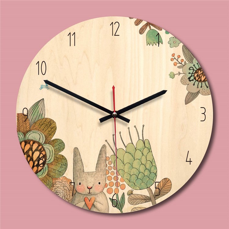 Solid Wooden Wall Mounted Clock Non-ticking Silent Wooden Clock for Home Decor - Style A-2