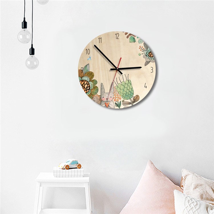 Solid Wooden Wall Mounted Clock Non-ticking Silent Wooden Clock for Home Decor - Style A-3