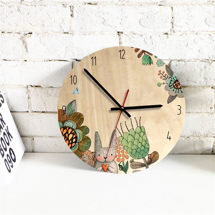 Solid Wooden Wall Mounted Clock Non-ticking Silent Wooden Clock for Home Decor - Style A-4