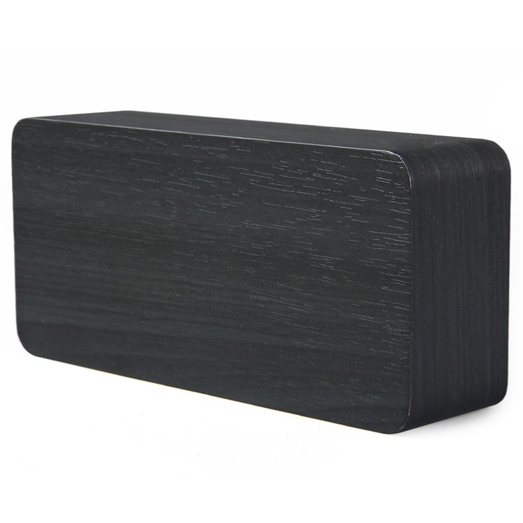 Wood Wooden LED Alarm Clock with Temperature Dispaly Big Number Table Clock - Black / Green LED Numbers-6