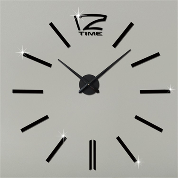 Modern Mute 3D Frameless Large Wall Clock DIY Room Home Decorations ( 3M001) - Black-3