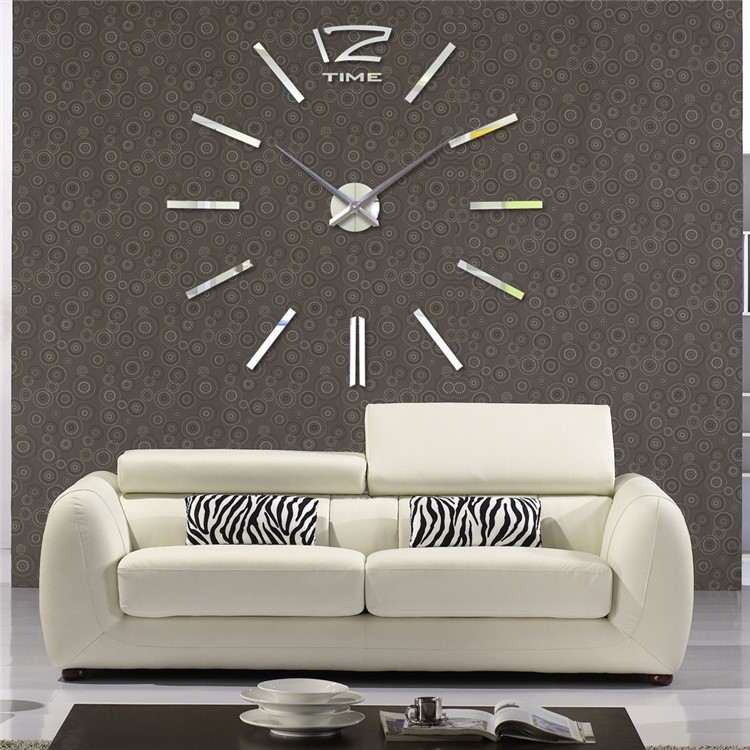Modern Mute 3D Frameless Large Wall Clock DIY Room Home Decorations ( 3M001) - Black-4
