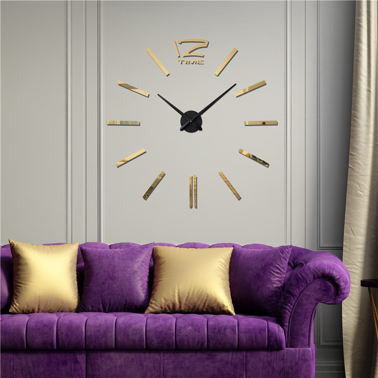 Modern Mute 3D Frameless Large Wall Clock DIY Room Home Decorations ( 3M001) - Black-5