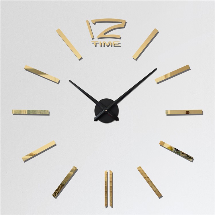 Moderne DIY Mute Große Wanduhr 3D Spiegel Oberfläche Wandaufkleber (3M001) - Gold-3