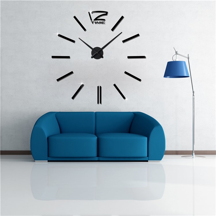Moderne DIY Mute Große Wanduhr 3D Spiegel Oberfläche Wandaufkleber (3M001) - Gold-4
