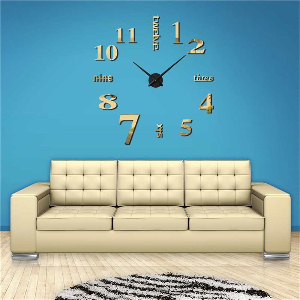 Modern Mute 3D Frameless Large Wall Clock DIY Room Home Decorations (3M002) - Black-3