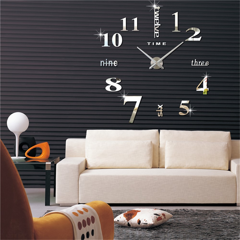 Modern Mute 3D Frameless Large Wall Clock DIY Room Home Decorations (3M002) - Black-4