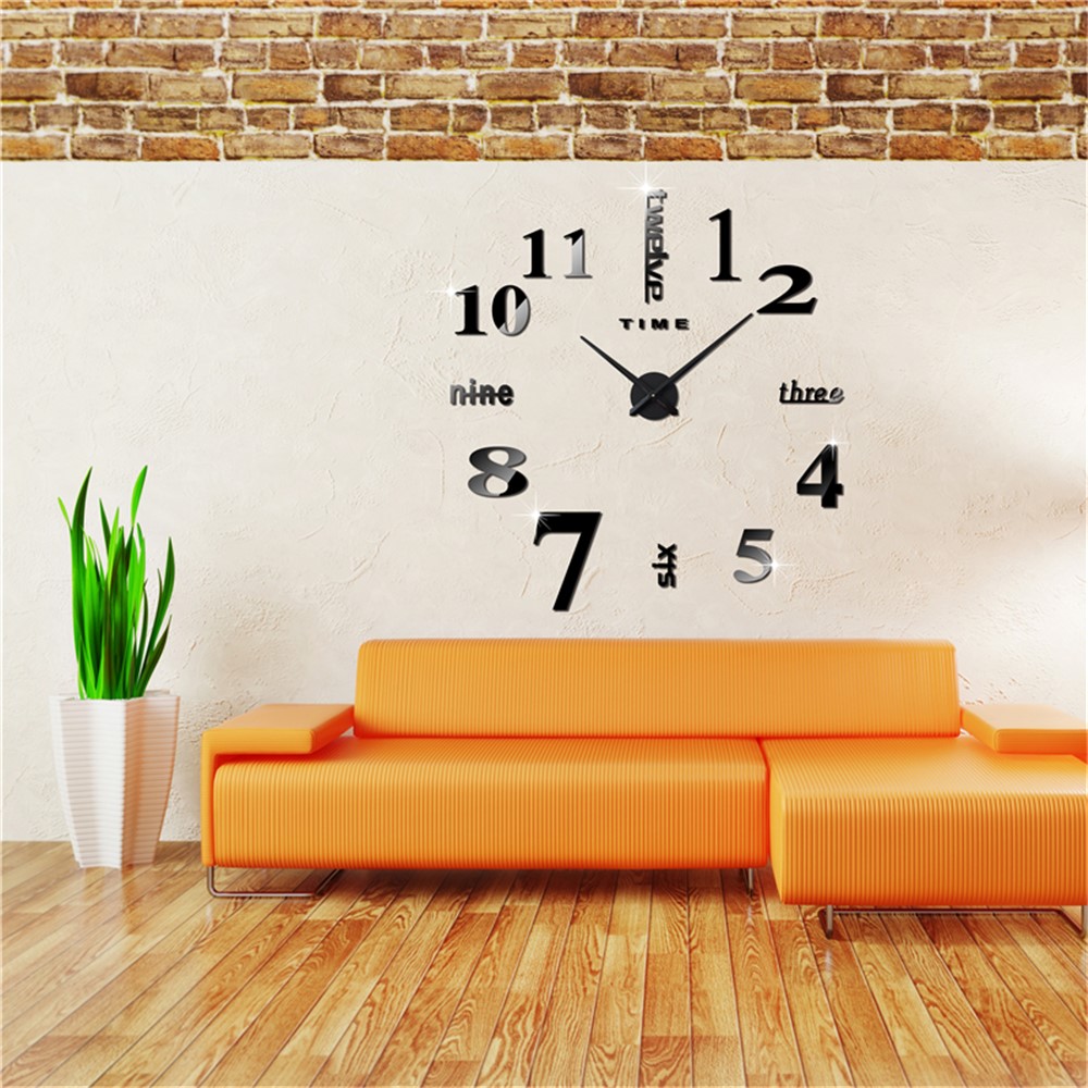 Modern Mute 3D Frameless Large Wall Clock DIY Room Home Decorations (3M002) - Black-8
