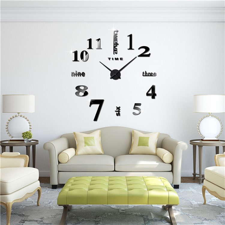 Modern DIY Large Wall Clock 3D Mirror Surface Wall Sticker (3M002) - Gold Color-2